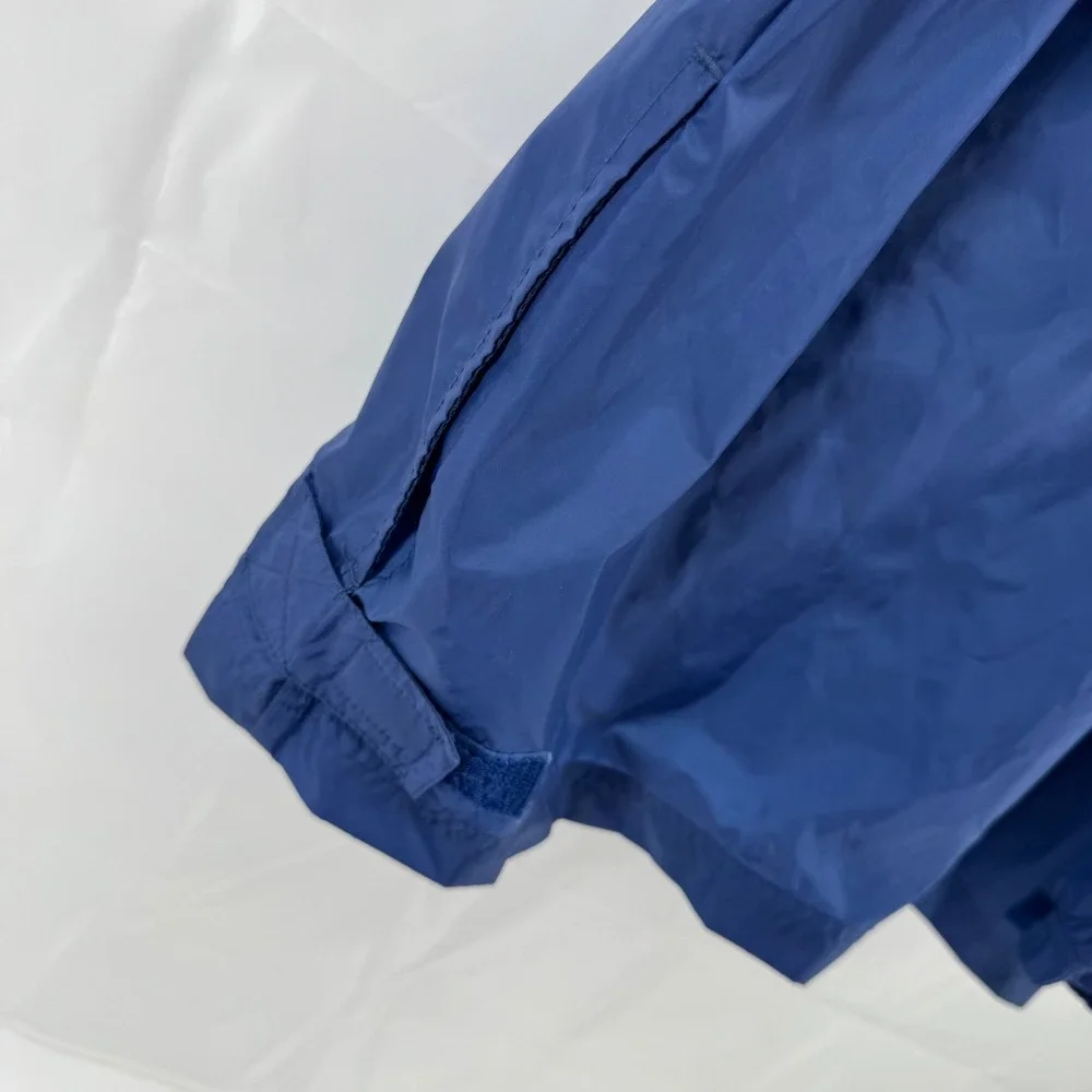 Adidas Windbreaker Jacket Mens Large Blue Full Zip Packable Hood‎ Mesh Lined